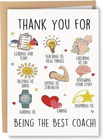 Funny Thank You Coach Card for Men Women,Soccer Basketball Baseball Volleyball Pool Football Coacher Appreciation Gifts,Envelope and Sticker in Saudi Arabia