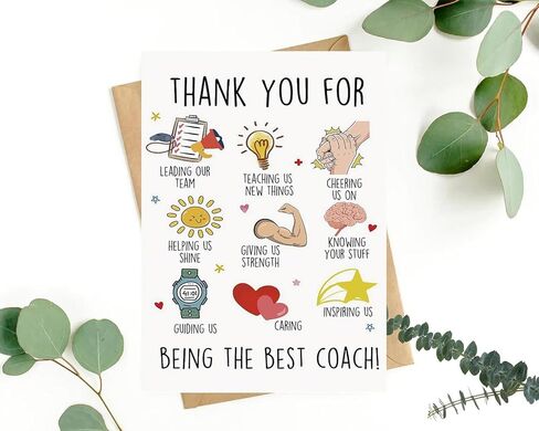 Funny Thank You Coach Card for Men Women,Soccer Basketball Baseball Volleyball Pool Football Coacher Appreciation Gifts,Envelope and Sticker in Saudi Arabia