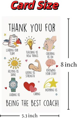 Funny Thank You Coach Card for Men Women,Soccer Basketball Baseball Volleyball Pool Football Coacher Appreciation Gifts,Envelope and Sticker in Saudi Arabia