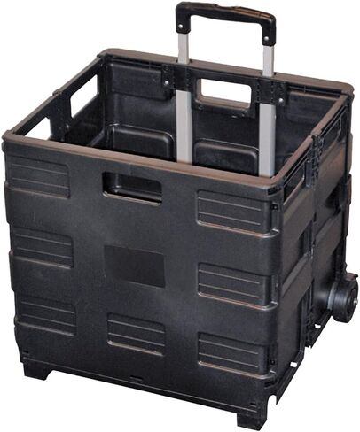Rolling Foldable Plastic Crate with Telescopic Handle and 3-in. Wheels in Kuwait