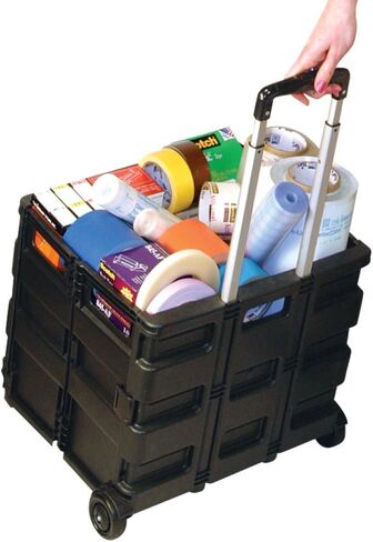 Rolling Foldable Plastic Crate with Telescopic Handle and 3-in. Wheels in Kuwait