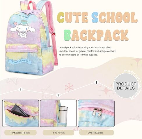 Roffatide Anime Cinnamoroll Print Casual Backpack Big Ear Dog Laptop Backpack in Kuwait