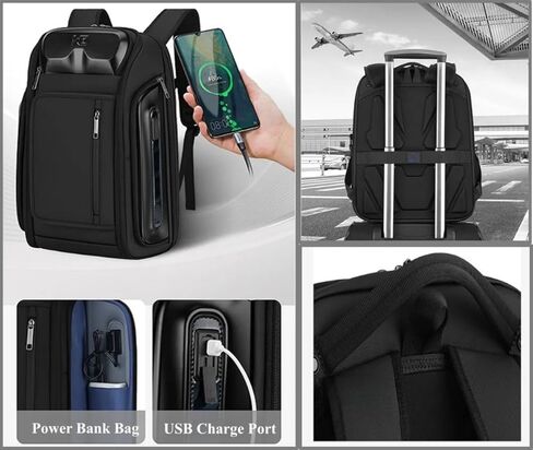 Business Travel Backpack, fit 15.6 Inch Laptop Backpack with USB Port, Waterproof Durable Backpackfor Men Women, Multi-Purpose Black in Saudi Arabia