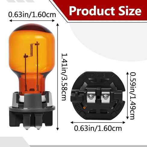 2-حزمة PWY24W 24W 12V لمبات ضوء إشارة الانعطاف العنبر المتوافقة مع 2016-2018 Volkswagen Passat، Audi A4 / Q3 / Q7، 2016-2018 Ford Fusion / Mondeo / Edge استبدال 12174، 12174NA، 12174 NAHTR، 12181NA in Kuwait