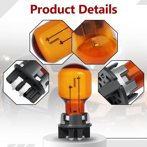 2-حزمة PWY24W 24W 12V لمبات ضوء إشارة الانعطاف العنبر المتوافقة مع 2016-2018 Volkswagen Passat، Audi A4 / Q3 / Q7، 2016-2018 Ford Fusion / Mondeo / Edge استبدال 12174، 12174NA، 12174 NAHTR، 12181NA in Kuwait