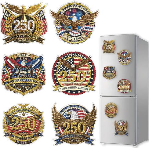 DIYDeligths Independence Day Refrigerator Magnet Diamond Art Painting Creative Design the 250th Anniversary of American Magnetic Stickers Kits for Adults DIY Home Decors (Eagle) in Saudi Arabia