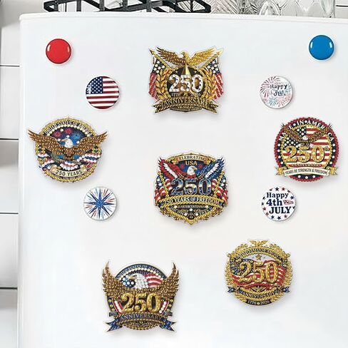 DIYDeligths Independence Day Refrigerator Magnet Diamond Art Painting Creative Design the 250th Anniversary of American Magnetic Stickers Kits for Adults DIY Home Decors (Eagle) in Saudi Arabia
