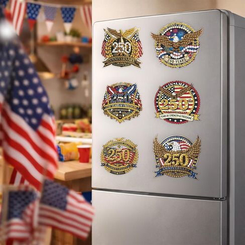 DIYDeligths Independence Day Refrigerator Magnet Diamond Art Painting Creative Design the 250th Anniversary of American Magnetic Stickers Kits for Adults DIY Home Decors (Eagle) in Saudi Arabia