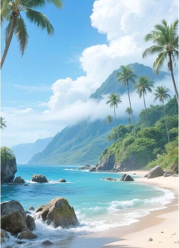 JZHYOAN Hawaiian Beach Diamond Painting Kit DIY Blue Sky Ocean Palm Tree 5D Full Drill Round Diamond Art Painting for Home Wall Decor Handmade Cross Stitch Crystal Rhinestone Gem Art Craft 30x40cm in Kuwait
