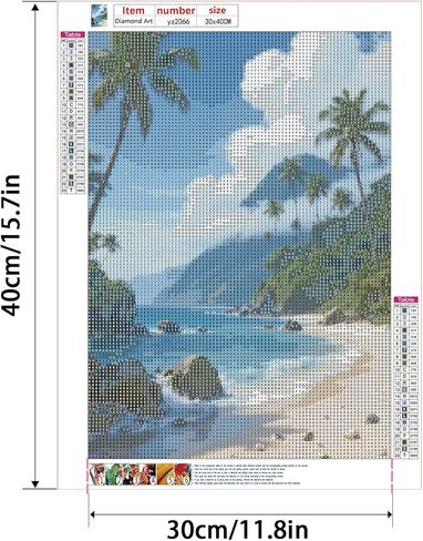 JZHYOAN Hawaiian Beach Diamond Painting Kit DIY Blue Sky Ocean Palm Tree 5D Full Drill Round Diamond Art Painting for Home Wall Decor Handmade Cross Stitch Crystal Rhinestone Gem Art Craft 30x40cm in Kuwait