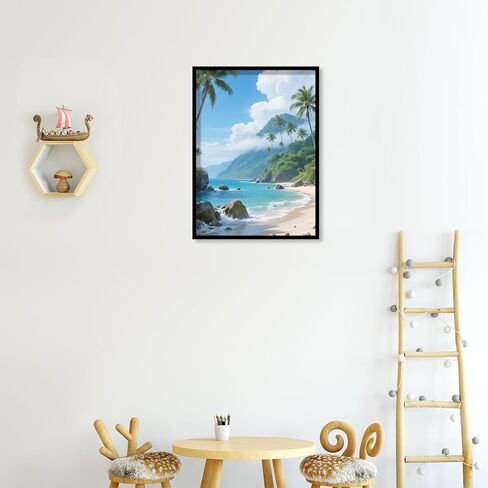 JZHYOAN Hawaiian Beach Diamond Painting Kit DIY Blue Sky Ocean Palm Tree 5D Full Drill Round Diamond Art Painting for Home Wall Decor Handmade Cross Stitch Crystal Rhinestone Gem Art Craft 30x40cm in Kuwait