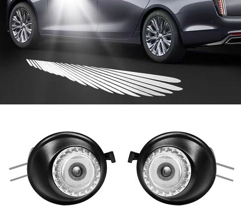 2Pcs Side Mirror Logo LED Welcome Light Projector Door Light Floor Light Accessories Suitable for Cadillac ATS 2013-2019 CTS 2014-2019 CT4 2019-2024 CT5 2019-2023 CT6 2016-2022 in Saudi Arabia