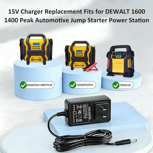 15V Charger Replacement Compatible with Dewalt DXAEJ14 DXAEPS14 DXAEPS14CA, AC Adapter for Dewalt 1600 1400 Peak Cars Jump Starter 011-2070-4 Digital Air Compressor Portable Power Station Power Cord in Saudi Arabia