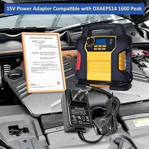15V Charger Replacement Compatible with Dewalt DXAEJ14 DXAEPS14 DXAEPS14CA, AC Adapter for Dewalt 1600 1400 Peak Cars Jump Starter 011-2070-4 Digital Air Compressor Portable Power Station Power Cord in Saudi Arabia