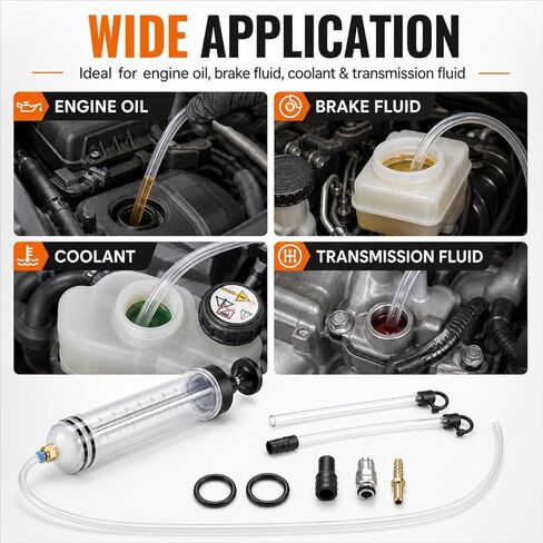 500cc Fluid Extractor & Fill Pump,Oil Extractor with 27'' Hose and 2PCS 12''Extension Tubes,Suction Pump for Lawn Mowers Cars，Hydraulic Fluid(Black) in Kuwait