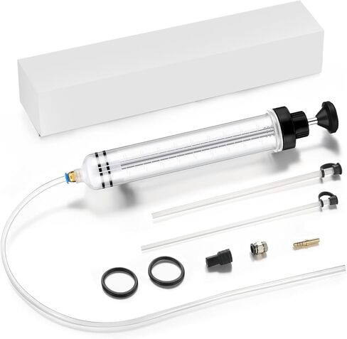 500cc Fluid Extractor & Fill Pump,Oil Extractor with 27'' Hose and 2PCS 12''Extension Tubes,Suction Pump for Lawn Mowers Cars，Hydraulic Fluid(Black) in Kuwait