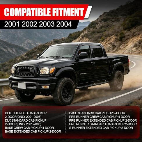 Matte Black Front Bumper Grille Compatible with 2001-2004 Tacoma, Aggressive Honeycomb Mesh Replacement Grill with Center Letters, High-Strength ABS Exterior Accessories in Saudi Arabia