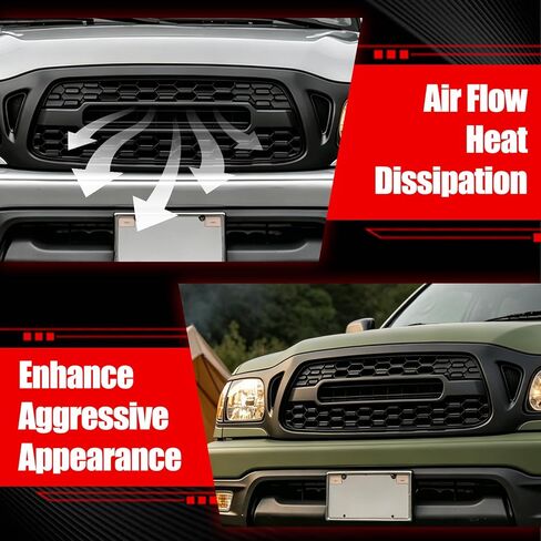 Matte Black Front Bumper Grille Compatible with 2001-2004 Tacoma, Aggressive Honeycomb Mesh Replacement Grill with Center Letters, High-Strength ABS Exterior Accessories in Saudi Arabia