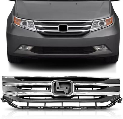 Front Bumper Grille Grill Assembly Black W/Chrome Trim For 2011 2012 2013 Honda Odyssey 75102-TK8-A01 in Kuwait