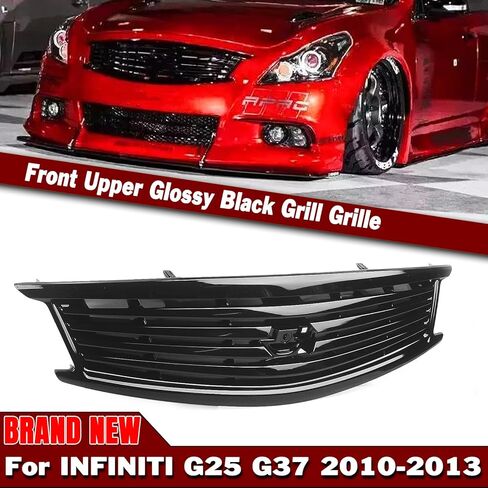 Front Bumper Cover Upper Grille Grill Replacement for Infiniti G37 G25 2010-2013 Q40 4 Door Sedan Glossy Black Bumper Upper Hood Grille in Saudi Arabia
