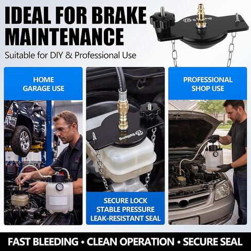 Brake Bleeder Adapter – Universal Reservoir Cap, Master Cylinder Adapter, Fits Most Round Fluid Reservoirs, Pressure Bleeding Kit, Bleed Tool, Leak Free Design in Kuwait