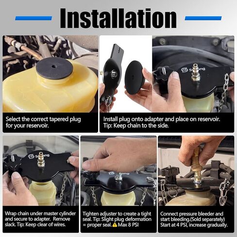 Brake Bleeder Adapter – Universal Reservoir Cap, Master Cylinder Adapter, Fits Most Round Fluid Reservoirs, Pressure Bleeding Kit, Bleed Tool, Leak Free Design in Kuwait