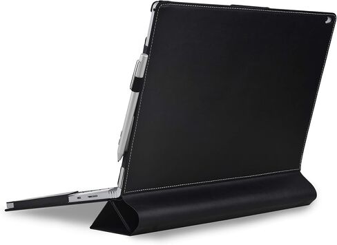 حافظة كمبيوتر محمول لجهاز Microsoft Surface Book 3 15 بوصة/Surface Book 2 15 بوصة، حافظة قابلة للطي من جلد البولي يوريثان الفاخر قابلة للفصل، طريقتان للاستخدام (لجهاز Surface Book 2/3 15 بوصة، أسود) in Kuwait