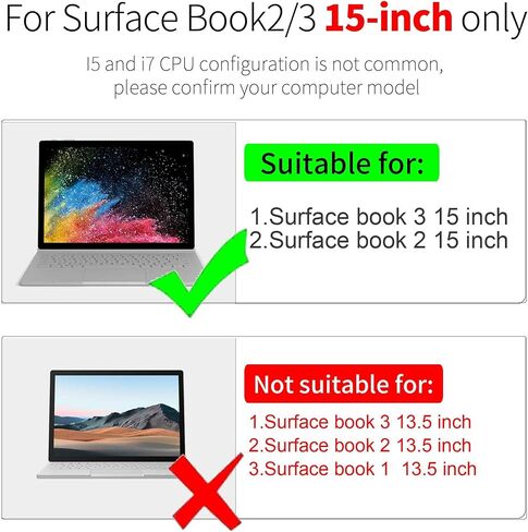 حافظة كمبيوتر محمول لجهاز Microsoft Surface Book 3 15 بوصة/Surface Book 2 15 بوصة، حافظة قابلة للطي من جلد البولي يوريثان الفاخر قابلة للفصل، طريقتان للاستخدام (لجهاز Surface Book 2/3 15 بوصة، أسود) in Kuwait