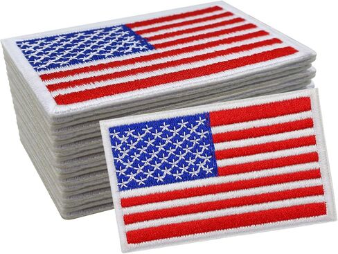 24PCS American Flag Patches, Tactical USA Flag Patch Iron On/Sew On, Embroidered Patches Appliques for Clothes, Hats, Backpacks, Uniforms, T-Shirt, Jackets, Jeans, Vests in Kuwait