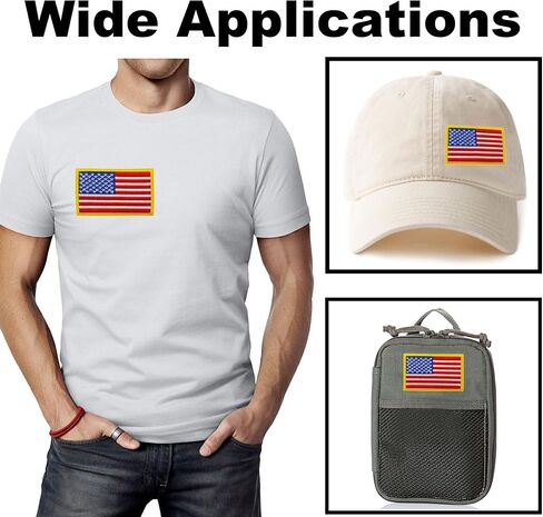 24PCS American Flag Patches, Tactical USA Flag Patch Iron On/Sew On, Embroidered Patches Appliques for Clothes, Hats, Backpacks, Uniforms, T-Shirt, Jackets, Jeans, Vests in Kuwait