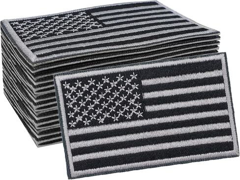 24PCS American Flag Patches, Tactical USA Flag Patch Iron On/Sew On, Embroidered Patches Appliques for Clothes, Hats, Backpacks, Uniforms, T-Shirt, Jackets, Jeans, Vests in Kuwait