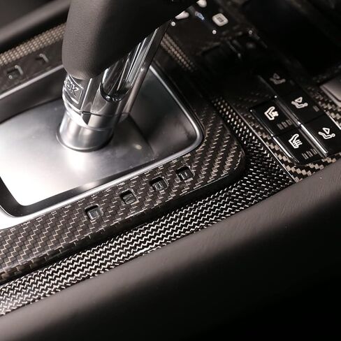 Central Control Multimedia Button Decorative Frame Storage Box Cover For Porsche 718 2016 2017 2018 2019 / 911 2012 2013 2014 2015 2016 2017 2018 Real Carbon Fiber Interior Accessories (style A) in Kuwait