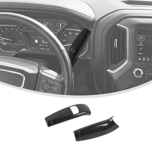 Linskip Column Shifter Cover Compatible with 2019-2026+ Chevy Silverado & GMC Sierra 1500 2500HD 3500HD, Steering Wheel Column Gear Lever Trim Carbon Fiber Black in Kuwait
