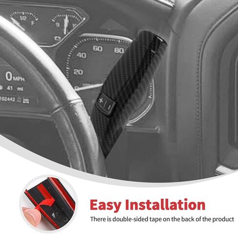 Linskip Column Shifter Cover Compatible with 2019-2026+ Chevy Silverado & GMC Sierra 1500 2500HD 3500HD, Steering Wheel Column Gear Lever Trim Carbon Fiber Black in Kuwait