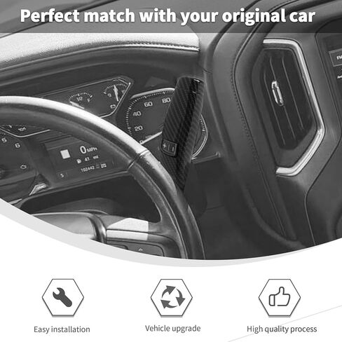 Linskip Column Shifter Cover Compatible with 2019-2026+ Chevy Silverado & GMC Sierra 1500 2500HD 3500HD, Steering Wheel Column Gear Lever Trim Carbon Fiber Black in Kuwait