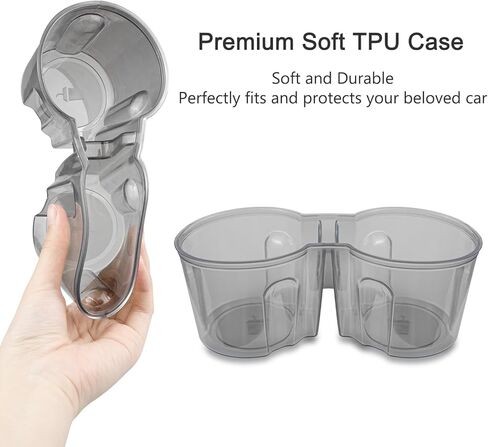 SOULWIT Cup Holder Insert for Tesla Model Y (2021-2024) & Model 3 (2021-2023), Waterproof TPU Center Console Mat Cover Case - Clear Black in Kuwait