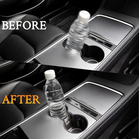 SOULWIT Cup Holder Insert for Tesla Model Y (2021-2024) & Model 3 (2021-2023), Waterproof TPU Center Console Mat Cover Case - Clear Black in Kuwait