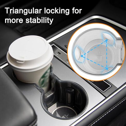 SOULWIT Cup Holder Insert for Tesla Model Y (2021-2024) & Model 3 (2021-2023), Waterproof TPU Center Console Mat Cover Case - Clear Black in Kuwait