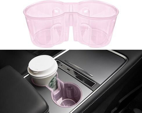 SOULWIT Cup Holder Insert for Tesla Model Y (2021-2024) & Model 3 (2021-2023), Waterproof TPU Center Console Mat Cover Case - Clear Black in Kuwait