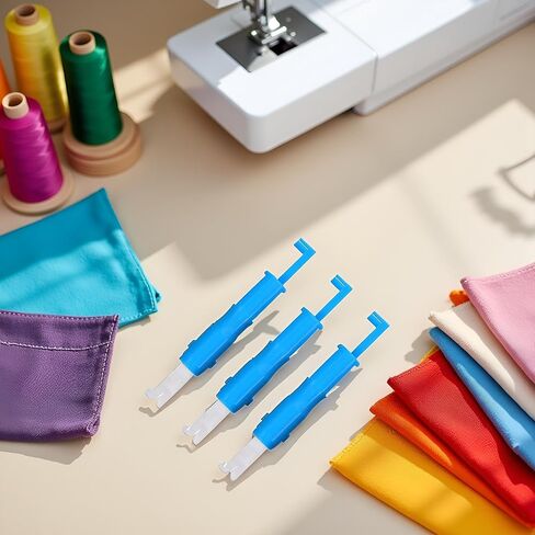 3 Pcs Blue Needle Threader, Elderly People Automatic Sewing Machine Needle Threader Line Inserter Tool for Hand Sewing, Easy to Operate Sewing Tools in Kuwait