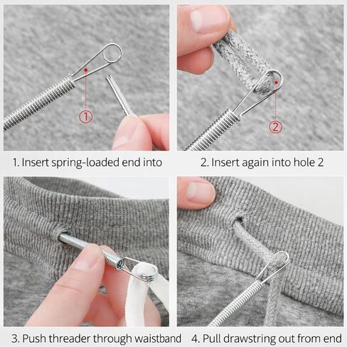 2 Pack Drawstring Threader Tool, Universal Rope Threader Tool with Spring-Loaded Eye, Multi-Purpose Threading Tool for Waistbands, Drawstrings, Elastic Bands, Sewing and Craft Use in Kuwait