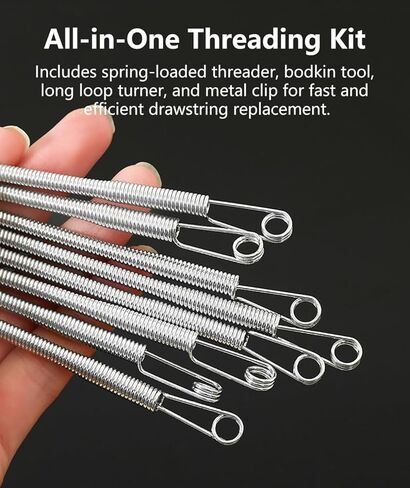 2 Pack Drawstring Threader Tool, Universal Rope Threader Tool with Spring-Loaded Eye, Multi-Purpose Threading Tool for Waistbands, Drawstrings, Elastic Bands, Sewing and Craft Use in Kuwait