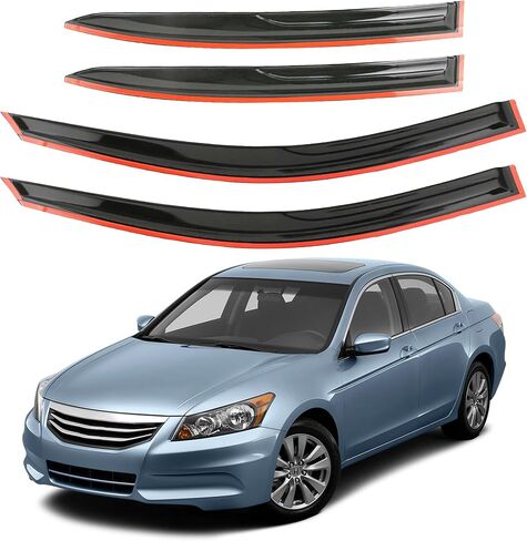 Window Visors Rain Guards for 2008-2012 Honda Accord, Tape-On Shatterproof Sun Smoke Guard Vent Visor Side Wind Deflectors for Trucks in Kuwait
