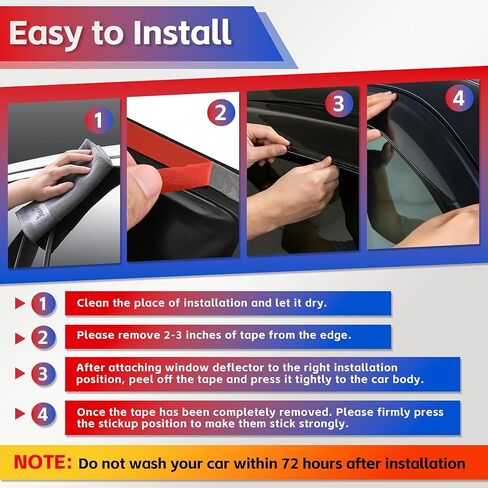 Window Visors Rain Guards for 2008-2012 Honda Accord, Tape-On Shatterproof Sun Smoke Guard Vent Visor Side Wind Deflectors for Trucks in Kuwait