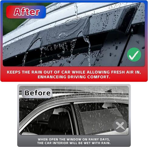 Window Visors Rain Guards for 2008-2012 Honda Accord, Tape-On Shatterproof Sun Smoke Guard Vent Visor Side Wind Deflectors for Trucks in Kuwait