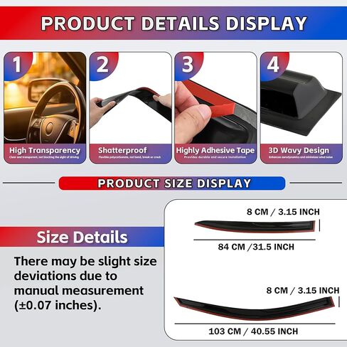 Window Visors Rain Guards for 2008-2012 Honda Accord, Tape-On Shatterproof Sun Smoke Guard Vent Visor Side Wind Deflectors for Trucks in Kuwait