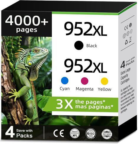952XL Ink Cartridges Combo Pack for HP 952 XL Black Color Compatible for Printer 7740 8710 HP952 HP952XL OfficeJet 8720 8715 8210 8740 8702 8725 7720 8730 8700 8200 8216 8714 8745 (Chip Version-C75) in Kuwait