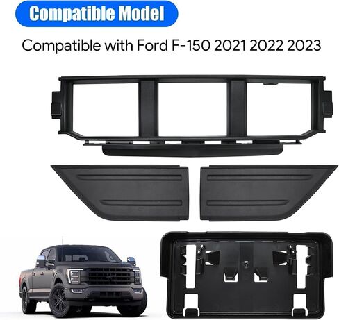 Front Bumper Grille Corner Panel Cover Front License Plate Bracket Compatible with Ford F150 2021 2022 2023 Replace ML3Z17B968BB ML3Z17B968BA ML3Z-17E810-AA ML3Z-17E811-A ML3Z-17A385-BB in Kuwait