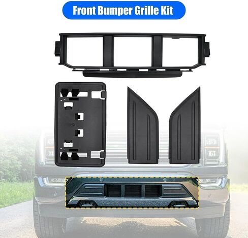 Front Bumper Grille Corner Panel Cover Front License Plate Bracket Compatible with Ford F150 2021 2022 2023 Replace ML3Z17B968BB ML3Z17B968BA ML3Z-17E810-AA ML3Z-17E811-A ML3Z-17A385-BB in Kuwait