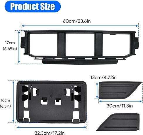 Front Bumper Grille Corner Panel Cover Front License Plate Bracket Compatible with Ford F150 2021 2022 2023 Replace ML3Z17B968BB ML3Z17B968BA ML3Z-17E810-AA ML3Z-17E811-A ML3Z-17A385-BB in Kuwait